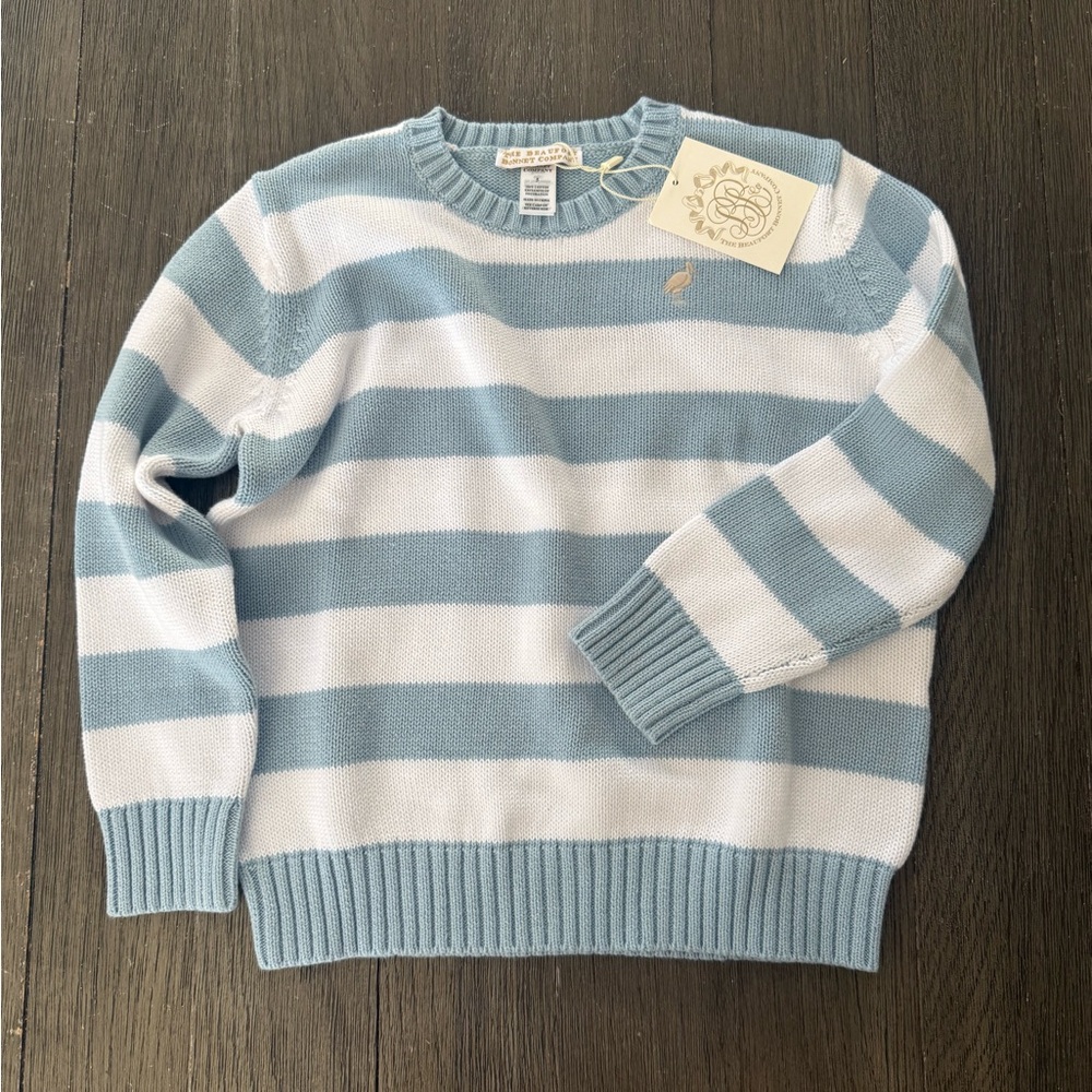 The Beaufort Bonnet Company Blue and White Striped Crewneck Sweater